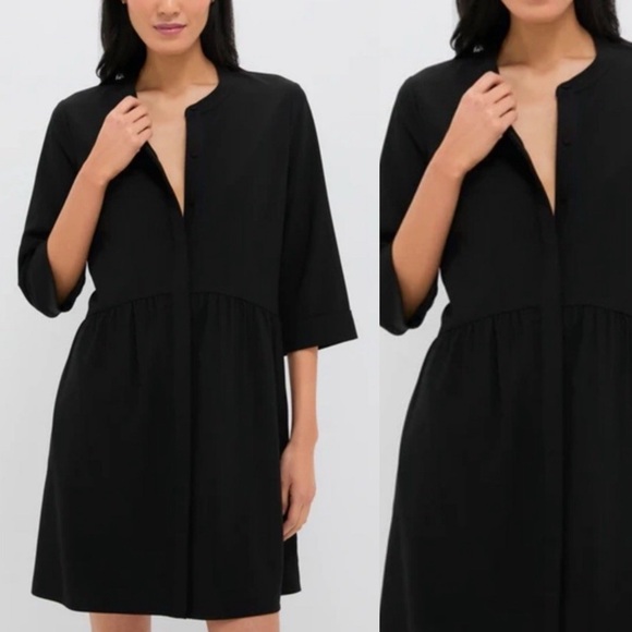 Tuckernuck Royal Shirt Mini Dress Crepe Women Size Large Black - Picture 1 of 7